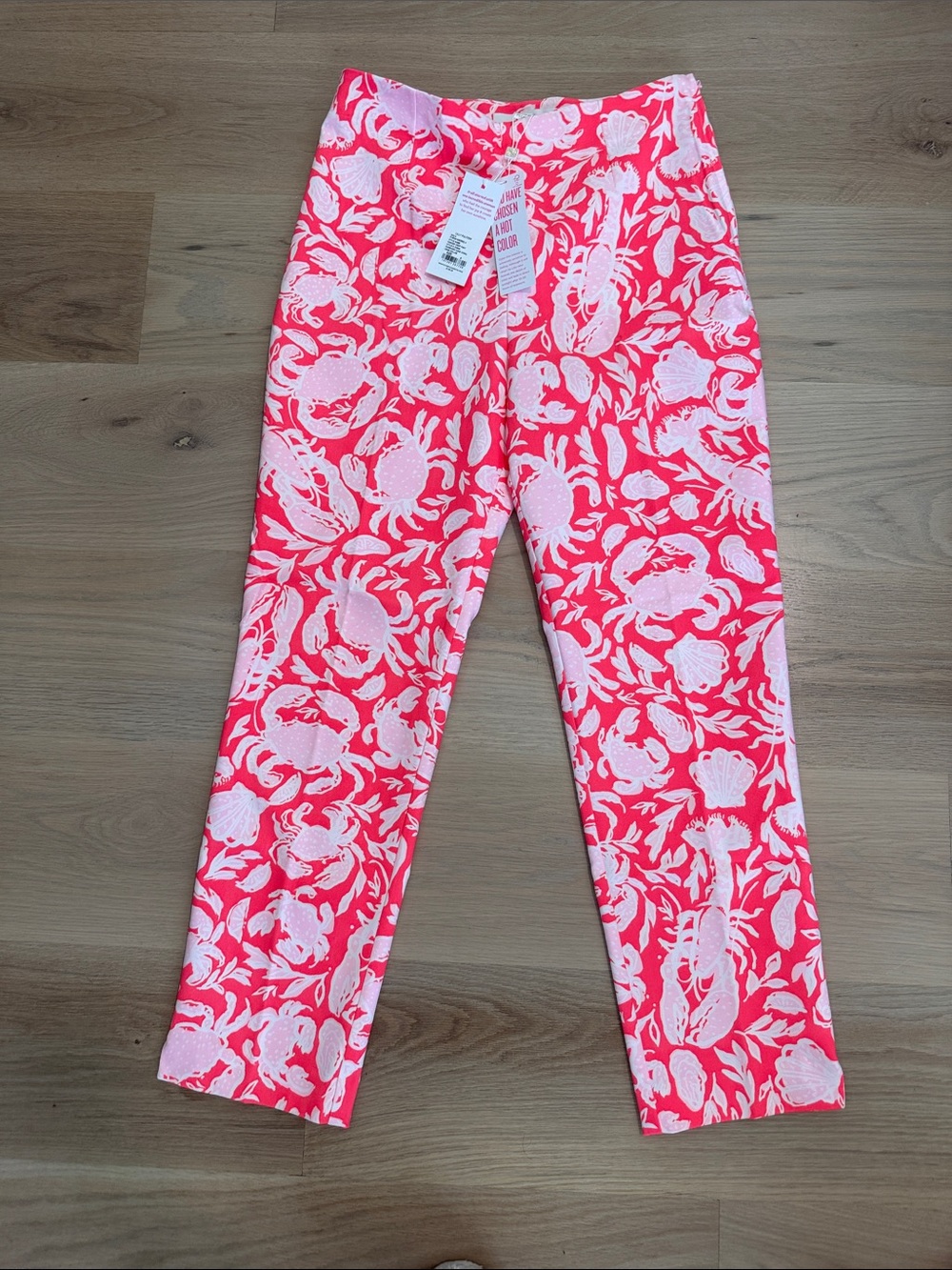 Lilly Pulitzer Coral and Light Pink Floral Crop Pants
